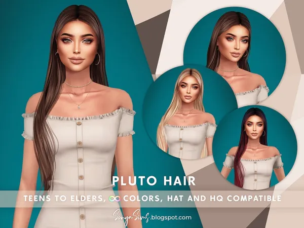 Alpha Pluto Hair - The Sims 4 Custom Content