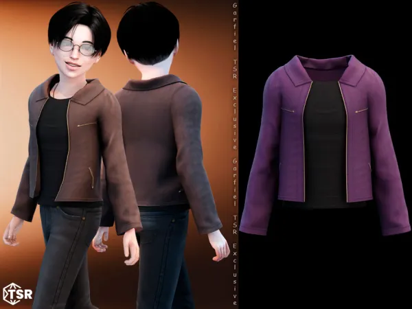 Alpha Natsuki Stylish leather jacket for kids by Garfiel - The Sims 4 Custom Content