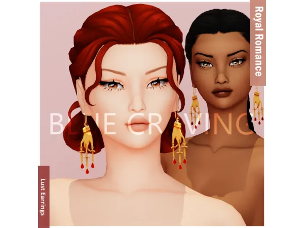 Maxis Match Blue Craving Lust Earrings - The Sims 4 Custom Content