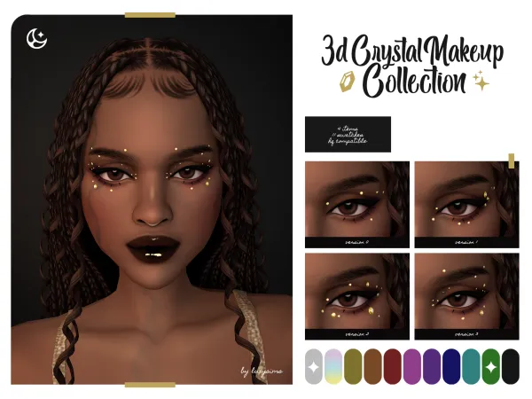 Alpha 3D Crystal Makeup Collection New Year's Eve by luxysims - The Sims 4 Custom Content