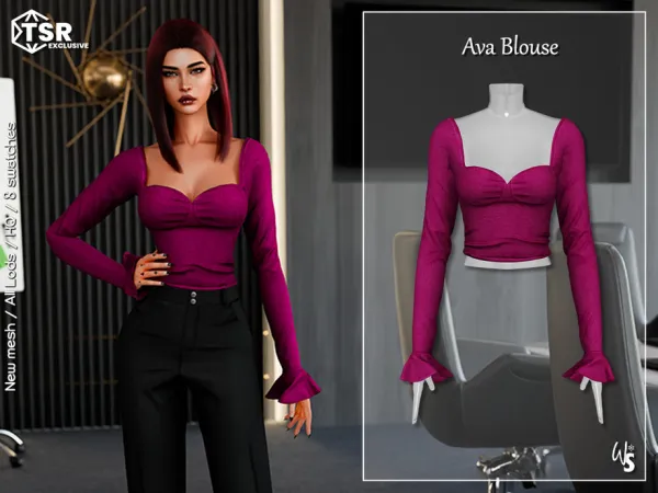 Alpha Ava Blouse by WisteriaSims - The Sims 4 Custom Content