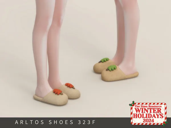 Maxis Match Slippers with fabric pine tree Female by Arltos - The Sims 4 Custom Content