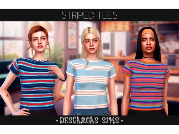 Alpha Striped Tees - The Sims 4 Custom Content