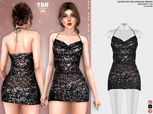 Alpha SILVER SET 549 (SEQUIN DRESS) BD1416 tr by busratr - The Sims 4 Custom Content
