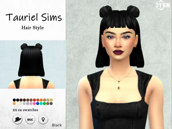 Maxis Match black Hairstyle by taurielsims - The Sims 4 Custom Content