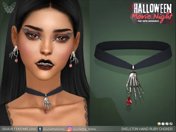 Alpha Skeleton Ruby Hand Choker - The Sims 4 Custom Content