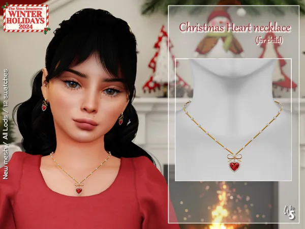 Christmas Heart necklace for children by WisteriaSims