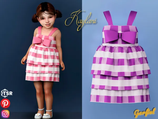 Mix Kaylani Cute plaid dress by Garfiel - The Sims 4 Custom Content