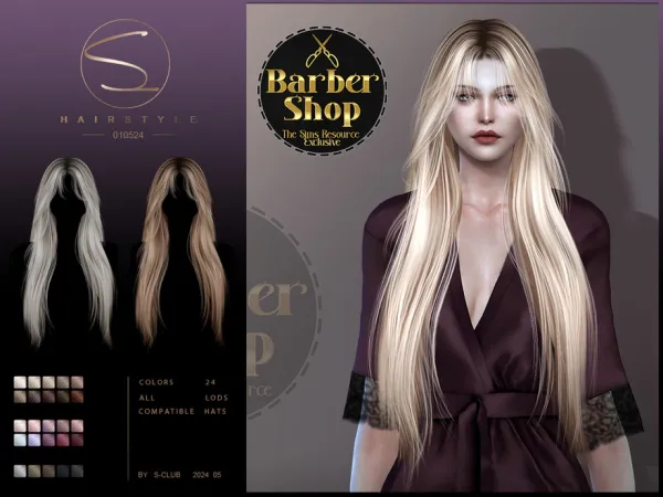 Alpha Long ombre hair 010524 Club by S - The Sims 4 Custom Content