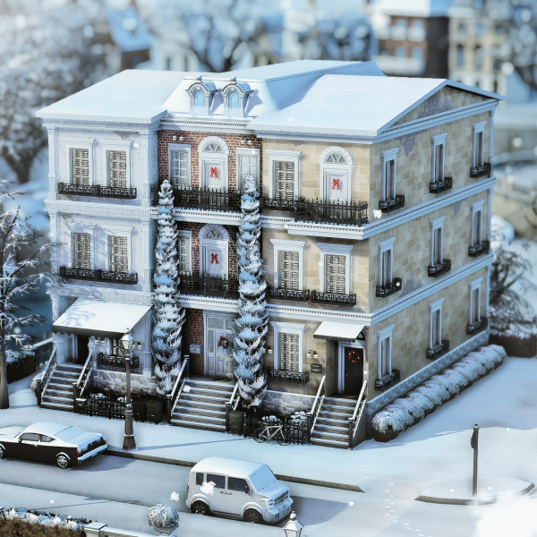 Maxis Match WINTER TOWNHOUSES by simsfinds - The Sims 4 Custom Content