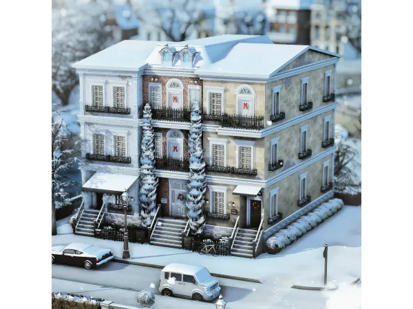 Maxis Match WINTER TOWNHOUSES by axiisims - The Sims 4 Custom Content