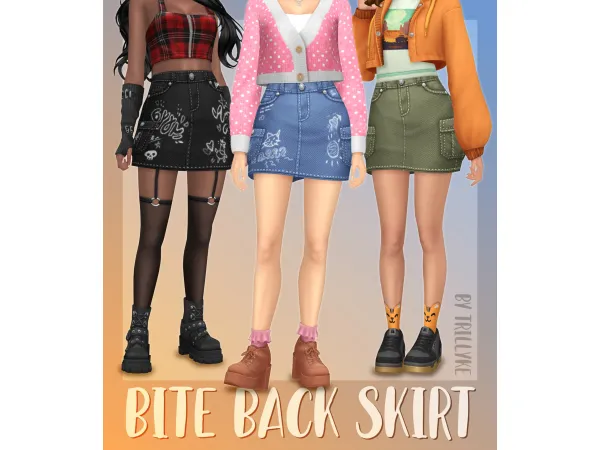 Maxis Match Bite Back Skirt by trillyke - The Sims 4 Custom Content