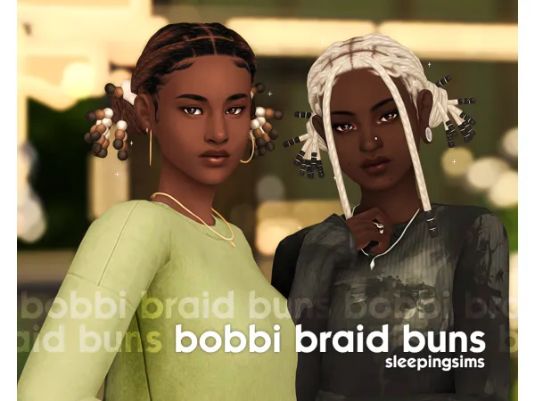 Maxis Match bobbi braid buns by sleepingsims - The Sims 4 Custom Content