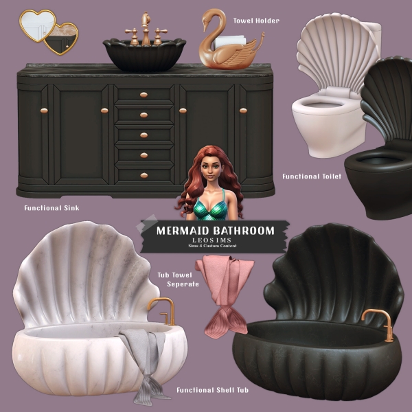 Mix Mermaid Bathroom by leosims4cc - The Sims 4 Custom Content