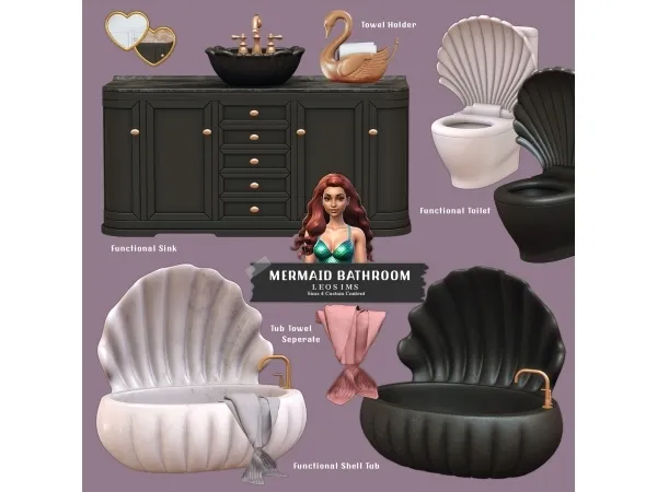 Mix Mermaid Bathroom - The Sims 4 Custom Content