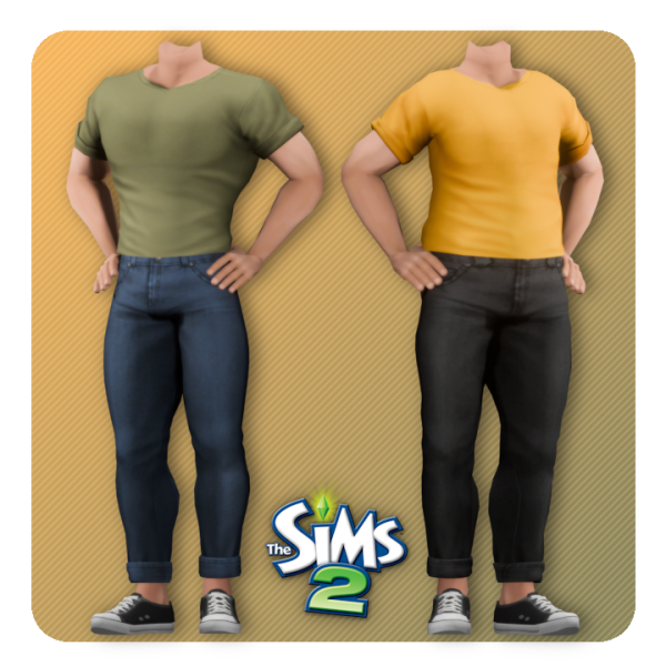 4t2 Rolled Rebel Shirt Mark Jeans by simsfinds - The Sims 2 Custom Content