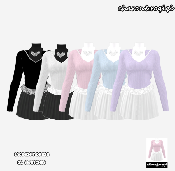 Maxis Match lace knit dress by simsfinds - The Sims 4 Custom Content