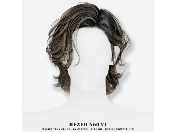 Alpha [Hezeh]Hair_No60 V1 - The Sims 4 Custom Content