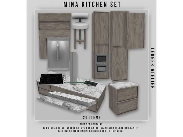 Alpha Mina Kitchen Set - The Sims 4 Custom Content