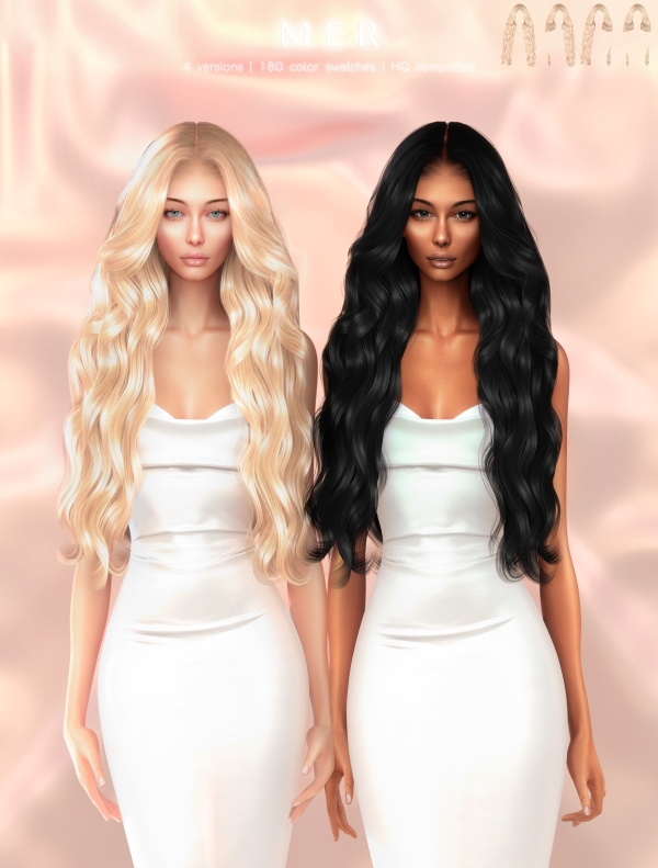 Alpha Mer Hairstyle by greenteahoney - The Sims 4 Custom Content