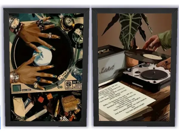 Maxis Match 2pcs Set Trendy Vinyl Record Canvas by midnightpixie85 - The Sims 4 Custom Content