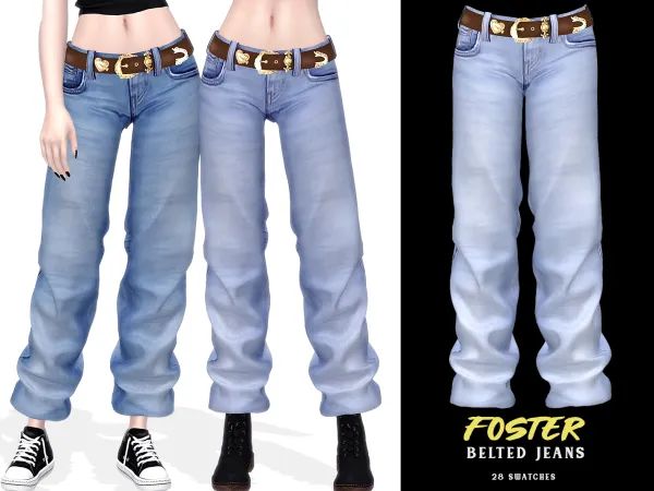 Alpha Foster Belted Jeans - The Sims 4 Custom Content
