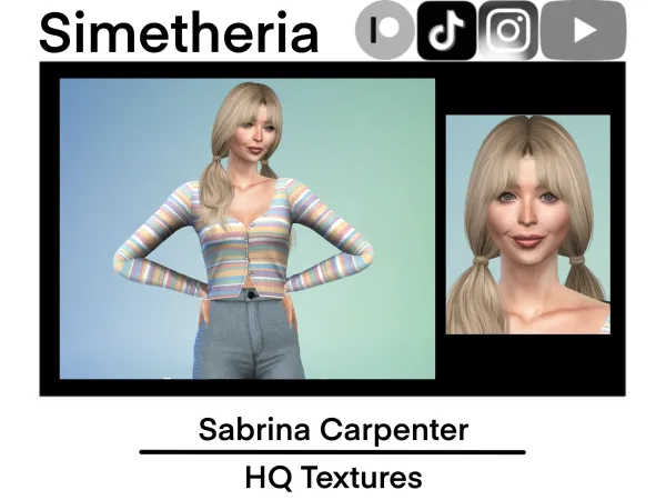 Alpha Realistic Sabrina Carpenter Download [Skin Sim Eyes] - The Sims 4 Custom Content
