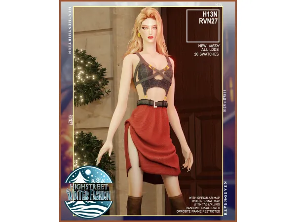 High Slit Belted Front Buttoned Pocket Tweed Skirt By heathenthirteen