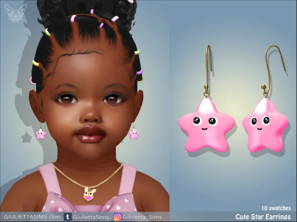 Alpha Cute Star Earrings For Toddlers by feyona - The Sims 4 Custom Content