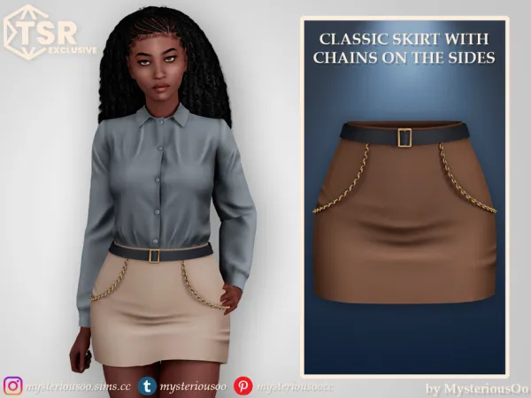 Alpha Classic skirt with chains on the sides by MysteriousOo - The Sims 4 Custom Content