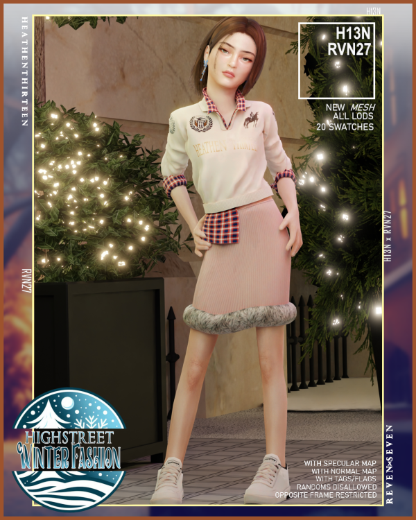 Mix Girl's Fur Trim Faux Leather Winter Fleece Skirt by simsfinds - The Sims 4 Custom Content