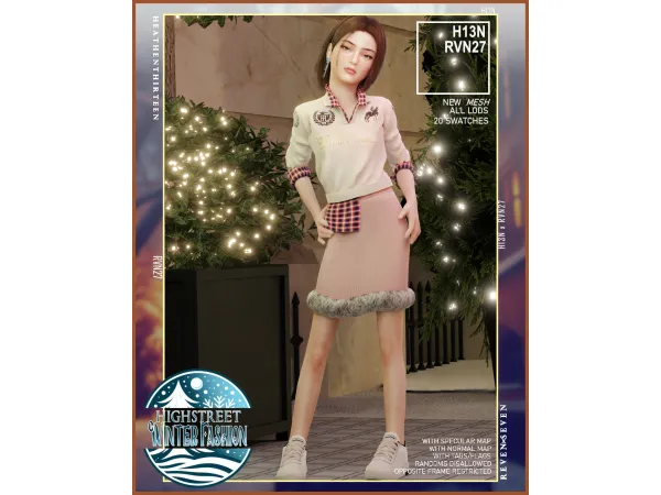 Mix Girl's Fur Trim Faux Leather Winter Fleece Skirt by heathenthirteen - The Sims 4 Custom Content