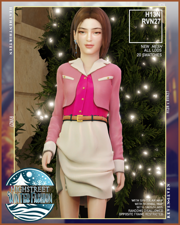 Mix Girl's Notch Lapel Buttoned Winter Crop Coat Jacket by simsfinds - The Sims 4 Custom Content
