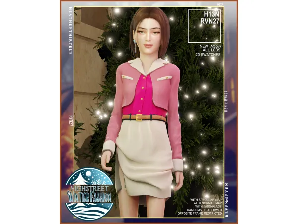Mix Girl's Notch Lapel Buttoned Winter Crop Coat Jacket by heathenthirteen - The Sims 4 Custom Content