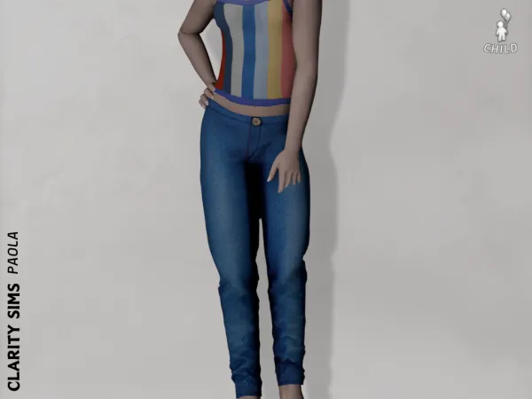 Alpha Paola Jeans Pants Child - The Sims 4 Custom Content
