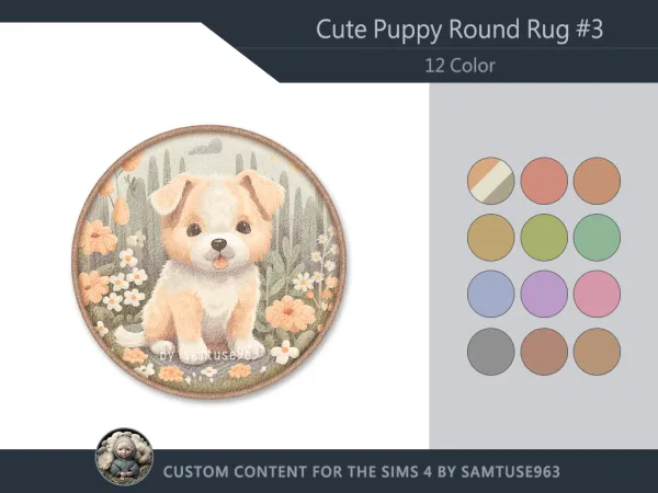 Alpha Cute Puppy Kids Round Dance Rug 3 Samtuse963 - The Sims 4 Custom Content