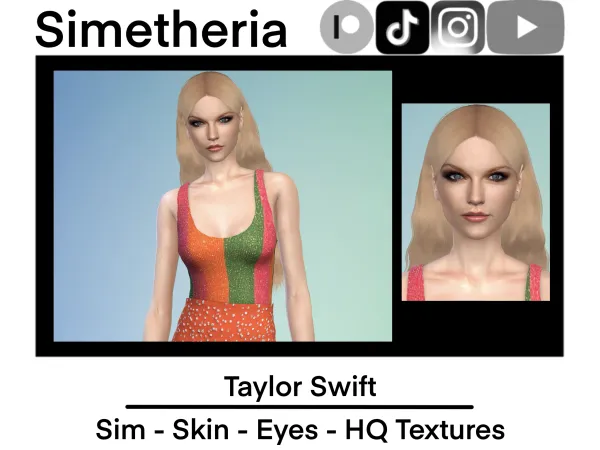 Alpha realistic Taylor Swift Download [Skin Sim Eyes] - The Sims 4 Custom Content