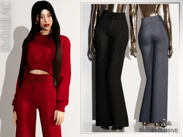 Alpha Cashmere Wide Leg Pants DO0650 by d-o-lilac - The Sims 4 Custom Content