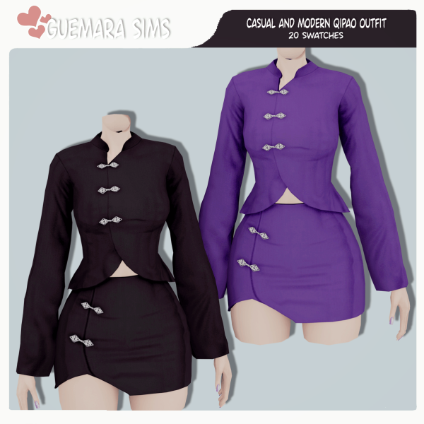 Maxis Match Casual and Modern Qipao Outfit by simsfinds - The Sims 4 Custom Content