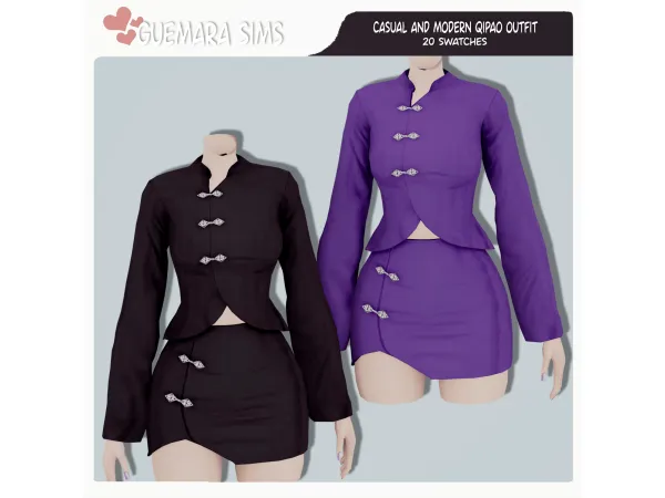 Maxis Match Casual and Modern Qipao Outfit by Guemara - The Sims 4 Custom Content