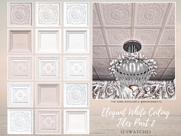 Maxis Match Elegant White Ceiling Tiles Part 2 by moniamay72 - The Sims 4 Custom Content