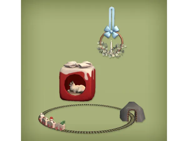 SYB Advent Calendar2024 Candle Train and Pet Bed for - The Sims 2 Custom Content