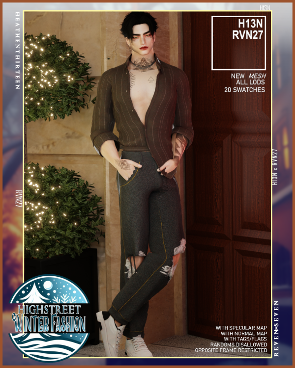 Alpha Men's Classic Relaxed Fit Ripped Jeans by simsfinds - The Sims 4 Custom Content