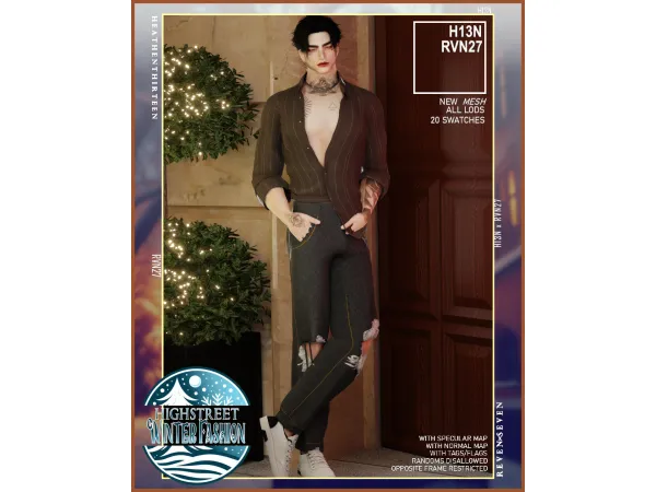 Alpha Men's Classic Relaxed Fit Ripped Jeans by rvn2seven - The Sims 4 Custom Content