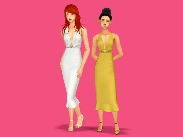 Halter Midi Dress Repod - The Sims 2 Custom Content