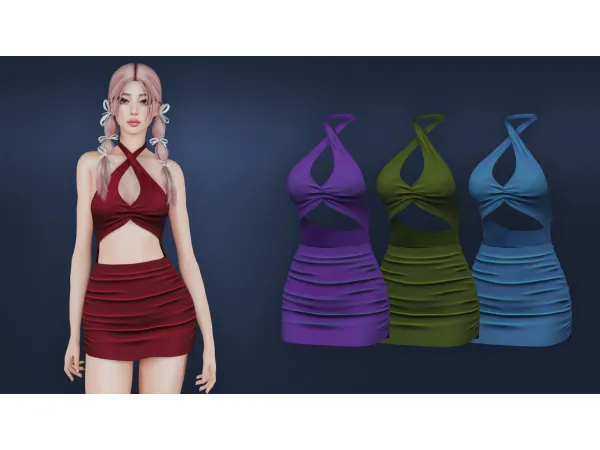 Alpha SHORT DRESS WITH OPEN BACK by MysteriousOo - The Sims 4 Custom Content