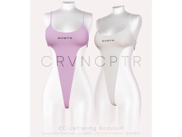 Alpha Lettering Bodysuit - The Sims 4 Custom Content