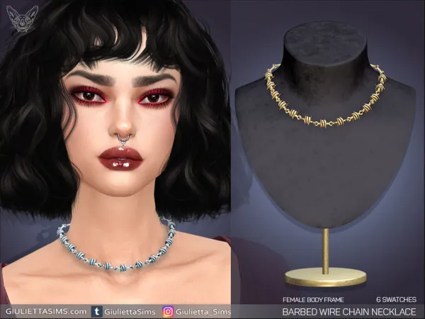Alpha Barbed Wire Necklace (female body frame) - The Sims 4 Custom Content