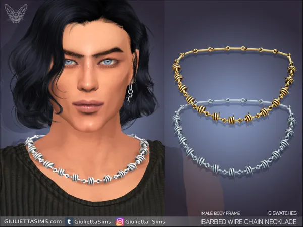 Alpha Barbed Wire Necklace For Men - The Sims 4 Custom Content