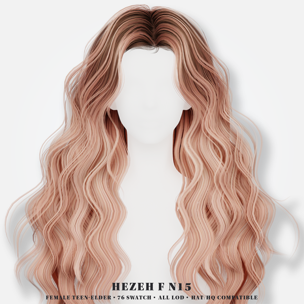 Alpha [Hezeh]FHair_No15 by hezeh - The Sims 4 Custom Content